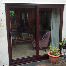 brown sliding doors