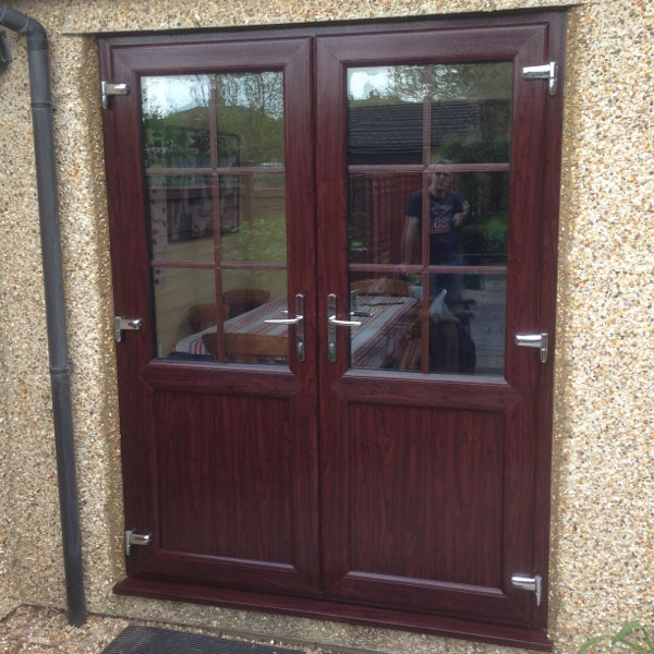 brown double doors